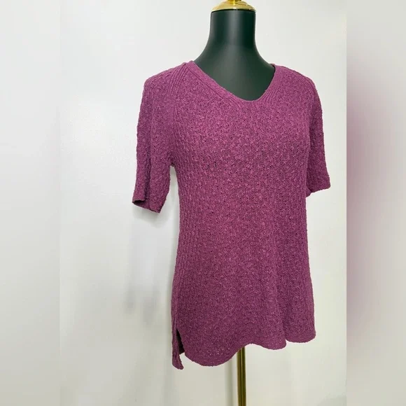 J. Jill Rich Purple Short Sleeve Knit Top - Picture 3 of 5